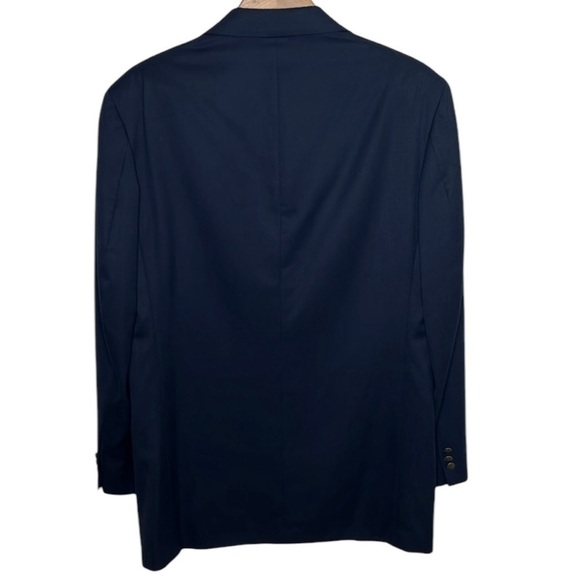 Oscar de la Renta Navy Wool 2 Button Sportscoat Blazer Men Size 40 Long BLEMISH - Picture 3 of 6